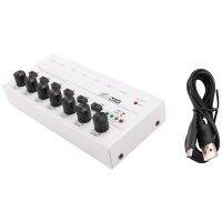 1 Piece 6 Channels Audio Mixer Mini Stereo Mixer 6.35MM Low-Noise USB Mixer for Recording Studio ,White