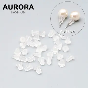 50Pcs/Set Clear Plastic Stem Rubber Anti-Allergy Ear Studs Replacement  Earring A