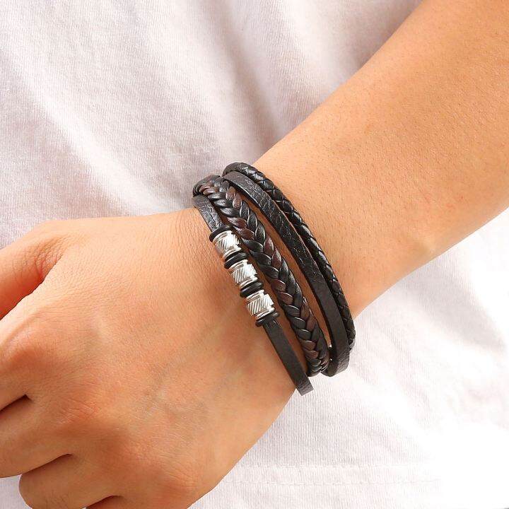 3-4-layer-high-quality-hand-woven-leather-bracelets-men-trendy-punk-magnetic-clasp-braided-charm-bracelet-jewelry-gift-wholesale