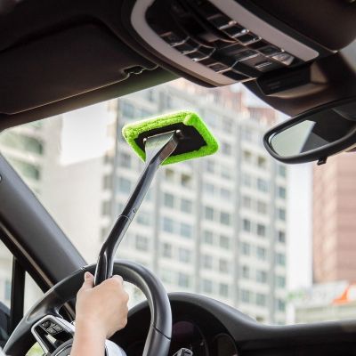 Light Blue Car Window Brush / Glass Cleaner Wiper Scraper Brush Cleaning Tool / Microfiber Window Brush Wiper Car Accessory