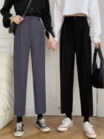 ❐✑ Autumn suit pants straight wide-leg pants small black loose high-waisted thin casual nine-point pants for slim women