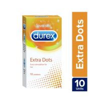 Durex EXTRA DOTS CONDOM ถุงยางอนามัยผิวเรียบ ขนาด 53มม. 1กล่องมี 10ชิ้น พร้อมส่ง