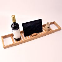 【LZ】♕☑♚  Bandeja de bambu para banheira organizador de banheiro banho spa casa prateleira de armazenamento suporte para vinho para livros acessórios de banho dropshipping