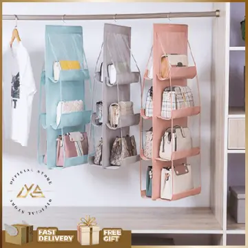 6 \8 Pockets Hanging Closet Organizer Clear Foldable Handbag Purse