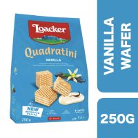 ?Product of UAE? Loacker Wafer Quadratini Vanilla Flavour (Light Blue) 250g ++ ล็อคเกอร์ ควอดราตินีเวเฟอร์วานิลลา 250 กรัม