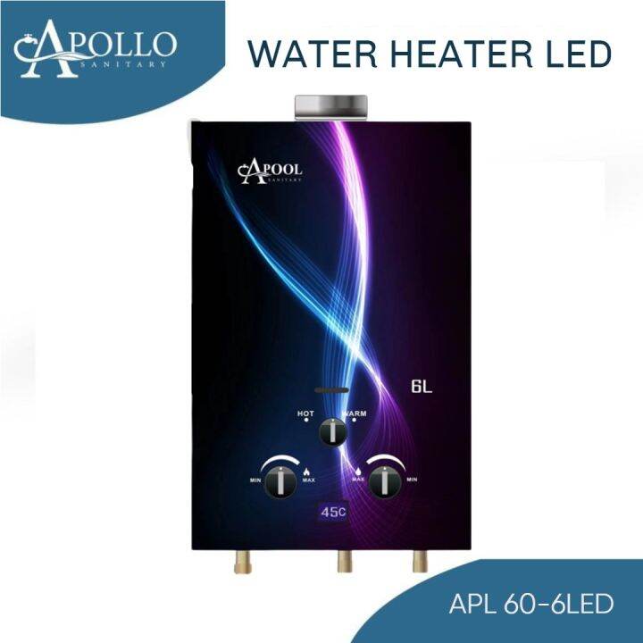 WATER HEATER KACA GAS APOLLO 60 6 LED TERBARUU FREE SHOWER WATER