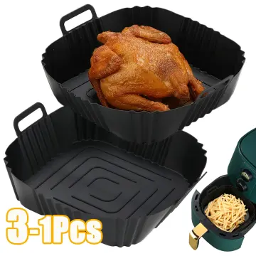 Collapsible Air Fryer Silicone Tray Rectangle Oven Baking Tray Basket  Reusable Liner Insert Dish For Ninja AirFryer Accessories