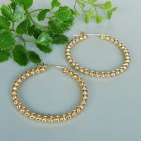 Gold balls hoops | Gold beads hoops | 35 mm hoops | Sterling silver hoops | Minimalist | E1001