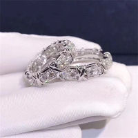 แหวนเพชรรูปดาวประดับกากบาท XO พร้อมแหวนเพชรชุบทองคำขาวเลียนแบบ Mosang แหวนแหวนคู่ถ่ายทอดสด