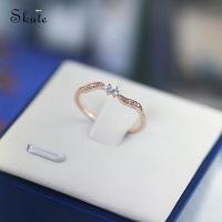 ❤Skute แฟนซีปีกที่เรียบง่ายเพทายแหวนเงิน Rose g Old สไตล์น่ารักใบเพชรของขวัญแหวนสำหรับผู้หญิง