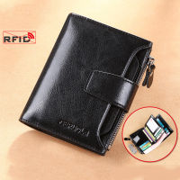 Female Wallets Genuine Leather Wallet Women Fashion Luxury Vertical Short Anti Theft RFID Credit Card Holder Woman Purse Wallet