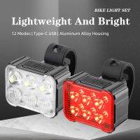 ✶⊙▣ New Bicycle Front Rear LED Light Set USB Charge Cycling Headlight Taillight 6/24 Lamp Bead Waterproof Aluminum Alloy Bike Lamp