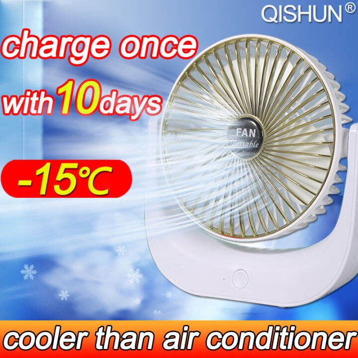 【colder than Antarctica】QISHUN Table Desk Fan 2000mAh large capacity