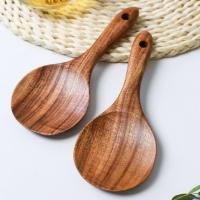 1pc Wood Rice Spoon Rice Paddle Scoop Wooden Kitchen Spoon Ladle Tablespoon Big Serving Spoon Wooden Kitchen Utensils Tableware Cooking Utensils