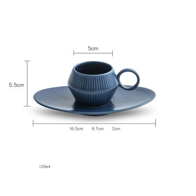 Nordic Style Roman Vertical Stripes Ceramic Espresso Mug Saucer Kit Cafe Shop Afternoon Tea Small Latte Coffee Cup And Dish Set