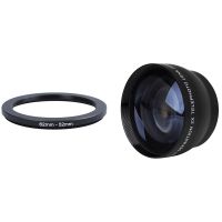 62mm-52mm 62mm to 52mm Black Step Down Ring Adapter &amp; 52mm 2X Magnification Telephoto Lens for Nikon AF-S 18-55mm