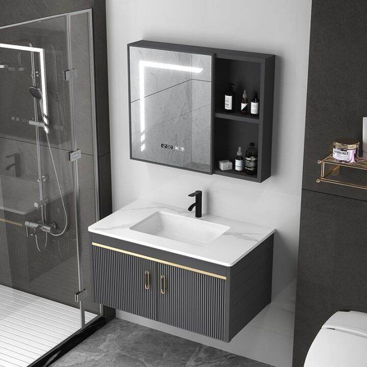 Space aluminum thickened bathroom cabinet combination modern simple ...