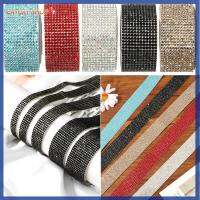 CAYCXT SHOP 1 Yard DIY ศิลปะหัตถกรรม อุปกรณ์เย็บผ้า สติกเกอร์คริสตัล กาวติดด้วยตนเอง ริบบิ้นเพชร เทปตัดแต่ง แวววาว