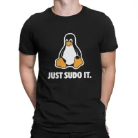 พิมพ์พิเศษเพียง Sudo มันเสื้อยืดสีดำสำหรับชายลินุกซ์ระบบปฏิบัติการ Tux เพนกวินเสื้อผ้าเสื้อยืดพิมพ์ปุย