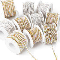 1หลา/ม้วน SS6.5-SS12ไข่มุก Rhinestone Chain Sew-On กาว Rhinestones Trim ถ้วยสำหรับเสื้อผ้า DIY Chain อุปกรณ์เสริม