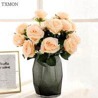 Artificial Silk Flower 9 Heads Simulation Rose Bouquet Home Living Room Dining Table Wedding Party Scene Decor Photography Props