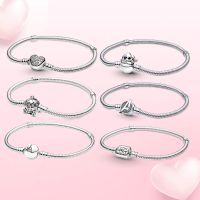 925 Silver Bracelet Heart Bracelet Mouse Snake Chain Bracelet Stitch bracelet Fit original bracelet charm bead women gift