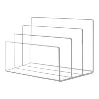 Clear Acrylic File Holder 3 Sections Vertical Desktop Organizer Office File Sorter Stand Rack for Documents Letter Book