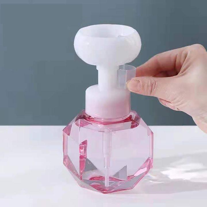 300ml-dispenser-sabun-cair-bentuk-bunga-pompa-busa-berbusa-botol-kosong-plastik-botol-bening-botol-pompa-busa-gel-mandi
