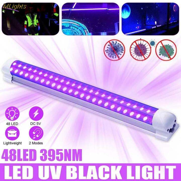 LED UV Strip Tube Light Ultraviolet Light Bar USB 10W 48LED Black Light