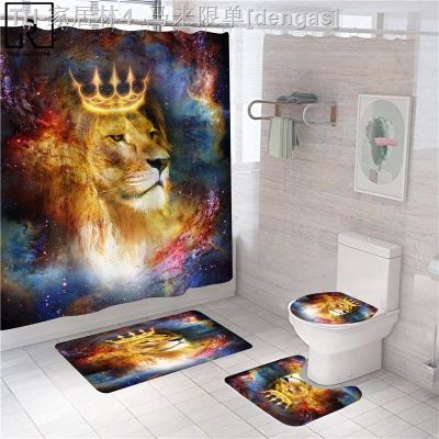 【CW】۩⊙♛  with Print Shower Curtains Polyester Bathtub Soft Mats Rugs Set Toilet
