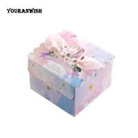 50pcs/lot Unicorn Paper Candy Box Square marble Candy Boxes for Unicorn Party Baby Shower Birthday Gift box with wedding favor Gift Wrapping  Bags