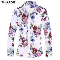 new spring and summer of 2023 young mens leisure flower shirt cultivate ones morality handsome the plus-size fertilizer long-sleeved