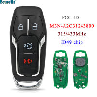 Oibwye 4ปุ่มถาม315/433MHz Smart รีโมทกุญแจสำหรับ Ford Fusion Edge Explorer Mondeo F-150 F-250 HITAG Pro/ 49 Chip HU101