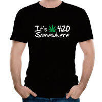 Hot KUSH 2023 Men Tshirts Print Weed 420 Its Time Fashion T-shirt Short Sleeve O-Neck 100% cotton (แขนสั้น) พร้อมส่ง