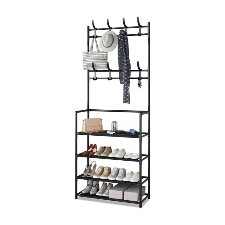 4 Layer Multifunctional Shoe Rack Organizer Simple Floor Clothes Rack ...