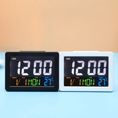 นาฬิกาแอลซีดีนาฬิกาปลุกนาฬิกา G2000พร้อมตัวปลุกมีหน้าจอขนาดใหญ่นาฬิกาวัดอุณหภูมินาฬิกาปลุกนาฬิกาอิเล็กทรอนิกส์ LCD สี