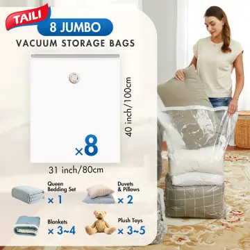 8 X LARGE SPACE SAVING STORAGE VACUUM BAGS CLOTHES BEDDING