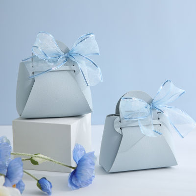 Leather Blue Gift Bags for Accessories Cosmetics Package Boxes Candy Box Packaging Wedding favors Gift Box Baby Shower Party