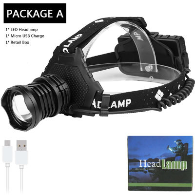 Super XHP240 LED Headlight 9000LM Headlamp USB Rechargeable Headlight Waterproof Zoomable Night Fishing Light Use 18650 Battery