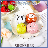 SHUNSHEN ถุงข้าวปั้นกระดาษแบบใช้แล้วทิ้งอลูมิเนียมฟอยล์ Makanan Hewan ลายการ์ตูน10ชิ้น