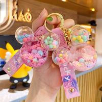 【YD】 Cartoon Into Chain Female Trend Floating Quicksand Pink Lanyard Keychain Pendant