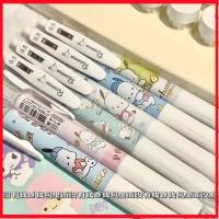 6ชิ้น/เซ็ตการ์ตูน Sanrio ปากกาหมึกเจลน่ารัก Pacha Press เก่าสไตล์เกาหลีปากกาดำ S 0.5Mm ST Head การเขียนที่ราบรื่นรวดเร็ว-แห้งเร็ว0.5มม. ปากกาดำ