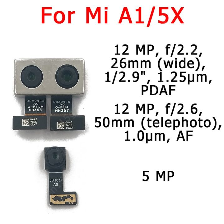 กล้องหน้าหลังของแท้สำหรับ-mi-a1-5x-a2-lite-6x-a3หันหน้าหลักด้านหน้าโมดูลกล้องชิ้นงอสำหรับเปลี่ยนอะไหล่