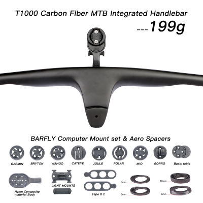 MTB XC T1000คาร์บอนไฟเบอร์แบบบูรณาการแฮนด์จักรยานยก-12องศาหน่วย740 Mm ไทเทเนียมสกรูใช้ Mtb