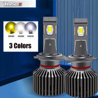 TXVSO8 1คู่140W 3สี32000LM รถ LED H1 H7 H8 H9 H11 9005 9006 9012 HIR2 HB3 HB4 H4 Led ไฟหน้า3570 CSP Tricolor 3000K 4300K 6000K 12V 12