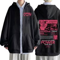 Anime Chainsaw Man Power Zipper Hoodies Coats Men Graphic Hooded Sweatshirts Oversize Cardigan Long Sleeve Zip Up Jackets Size XS-4XL