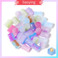 LIAOYING 90pcs สีผสมกัน ลูกปัดแก้วลูกปัด สีสันสดใส กระจกสำหรับผู้หญิง ลูกปัดสเปเซอร์ ลูกปัดหลอดกลม สุ่มแบบสุ่ม ลูกปัดทำมือ ทำเครื่องประดับ DIY