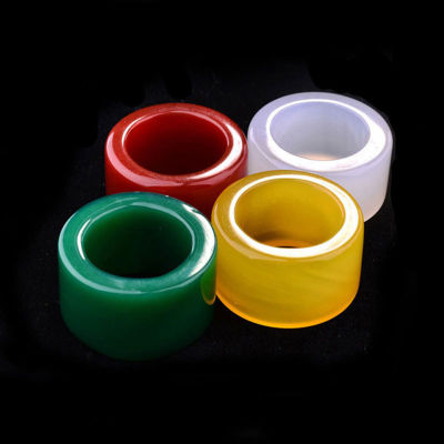 Natural Hand-carve Agatered Yellow White Green Chalcedony Four Colors Ring Fashion Jewelry Accessories Menwomen Luck Gift Amulet