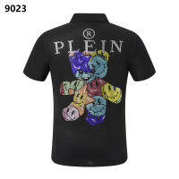 เสื้อคุณภาพสูงผู้ชาย Philipp Plein เสื้อโปโลแขนสั้นผ้าฝ้ายตัวอักษรเพชรหมีเสื้อยืด PP สุดเท่