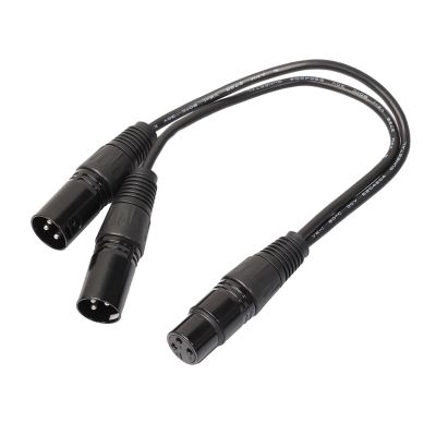3 Pin XLR Female Jack to Dual 2 Male Plug Y Splitter Cable Adaptor Cord 1ft 3P XLR Extension Cord Wire Connector Lines for Mic